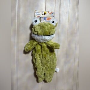 Petlou 14" Fuzzy Friends Frog Dog Toy w/2 Squeaker & Crinkle Green  New